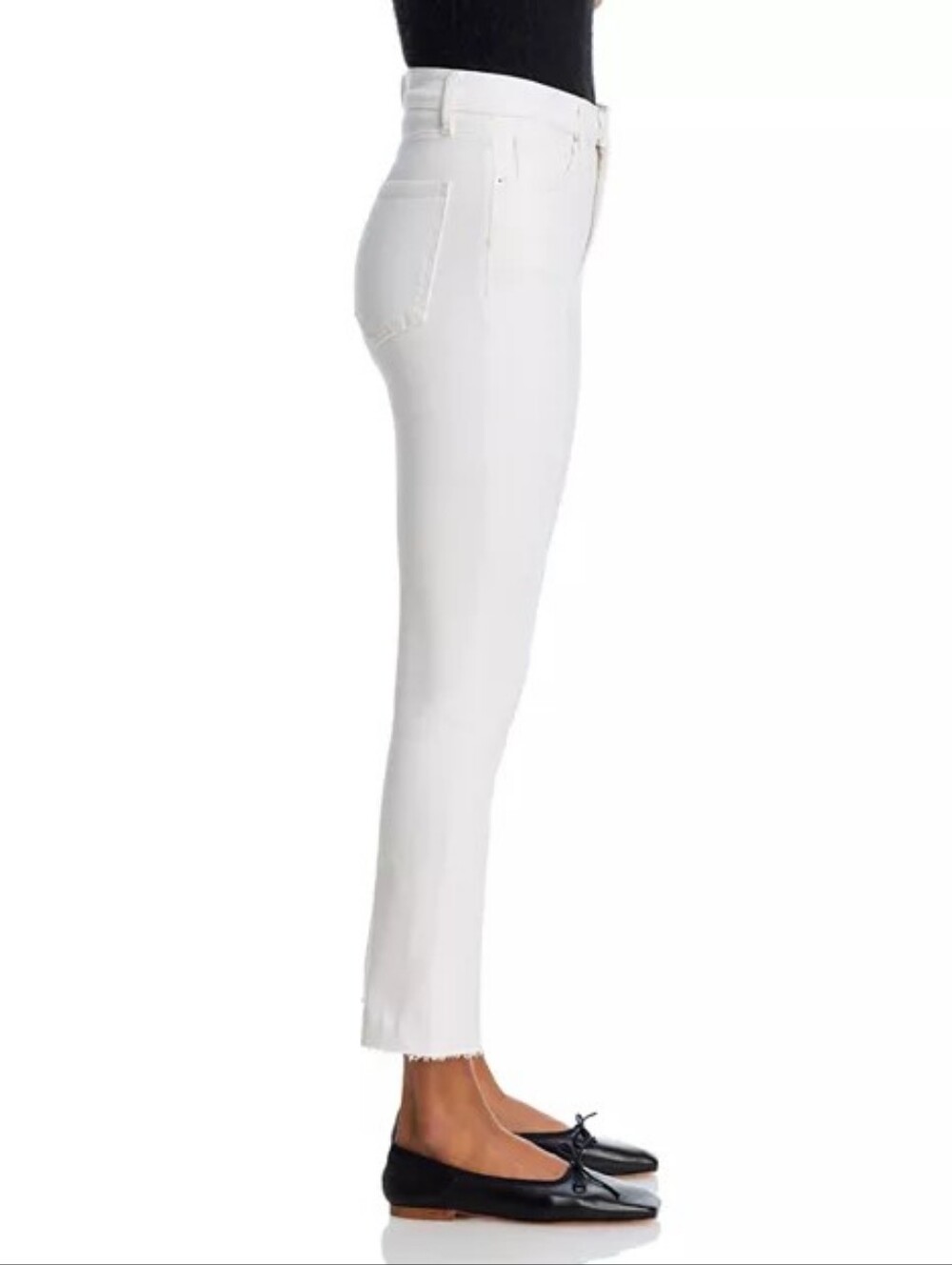 Veronica Beard White Carly Kick Flare Raw Hem Jeans